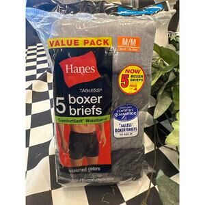 5 Hanes gray black M 32-34 Boxer Briefs ComfortSoft Waistband M 80-85 CM
